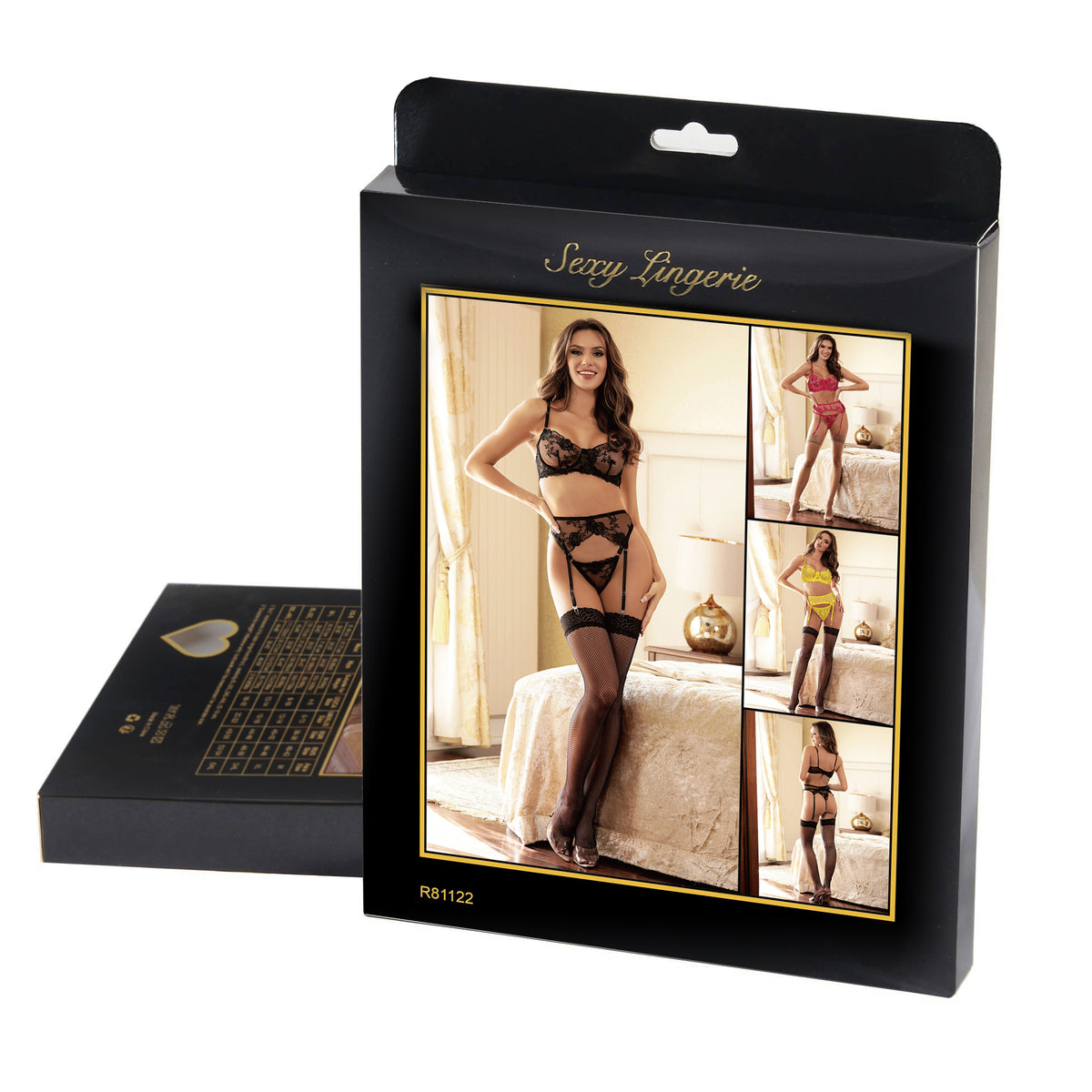 Floral Embroidery Underwire Garter Lingerie Set 5