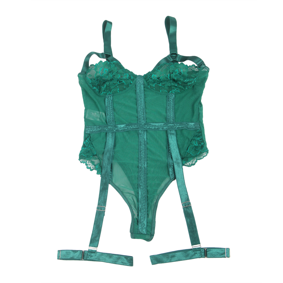 Sexy Slim Lace Garter Leg Ring Teddy Green