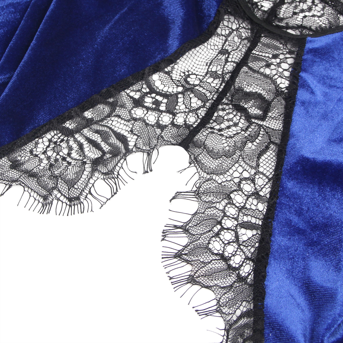 Blue Velvet Stitching Lace Sexy Garter Lingerie
