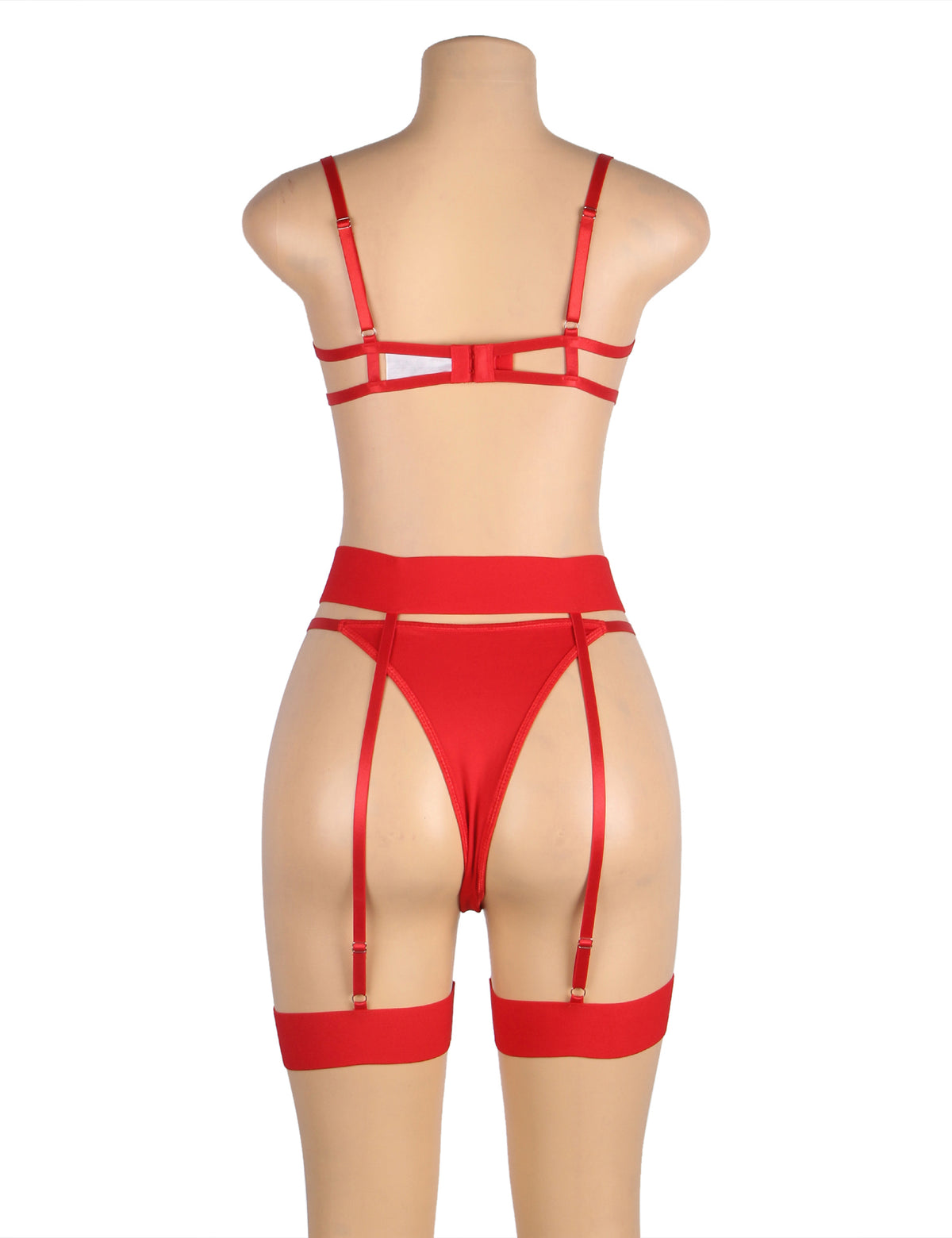 Red Underwire Mesh Flower Patterns Bra Set