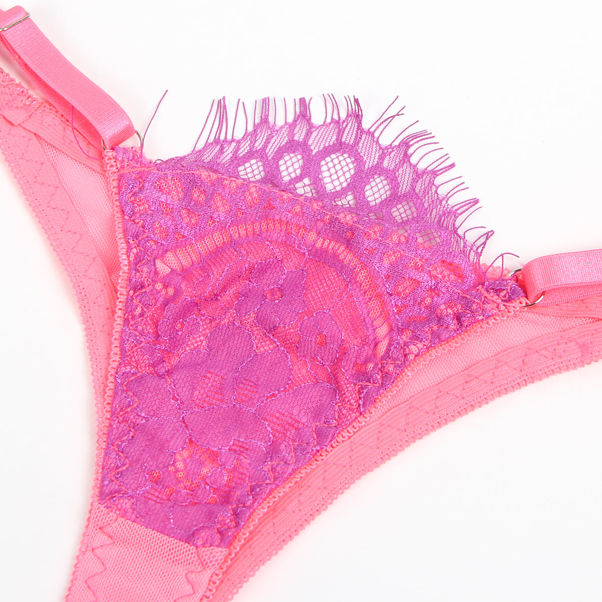 Rose Spliced Eyelash Lace Bra Set