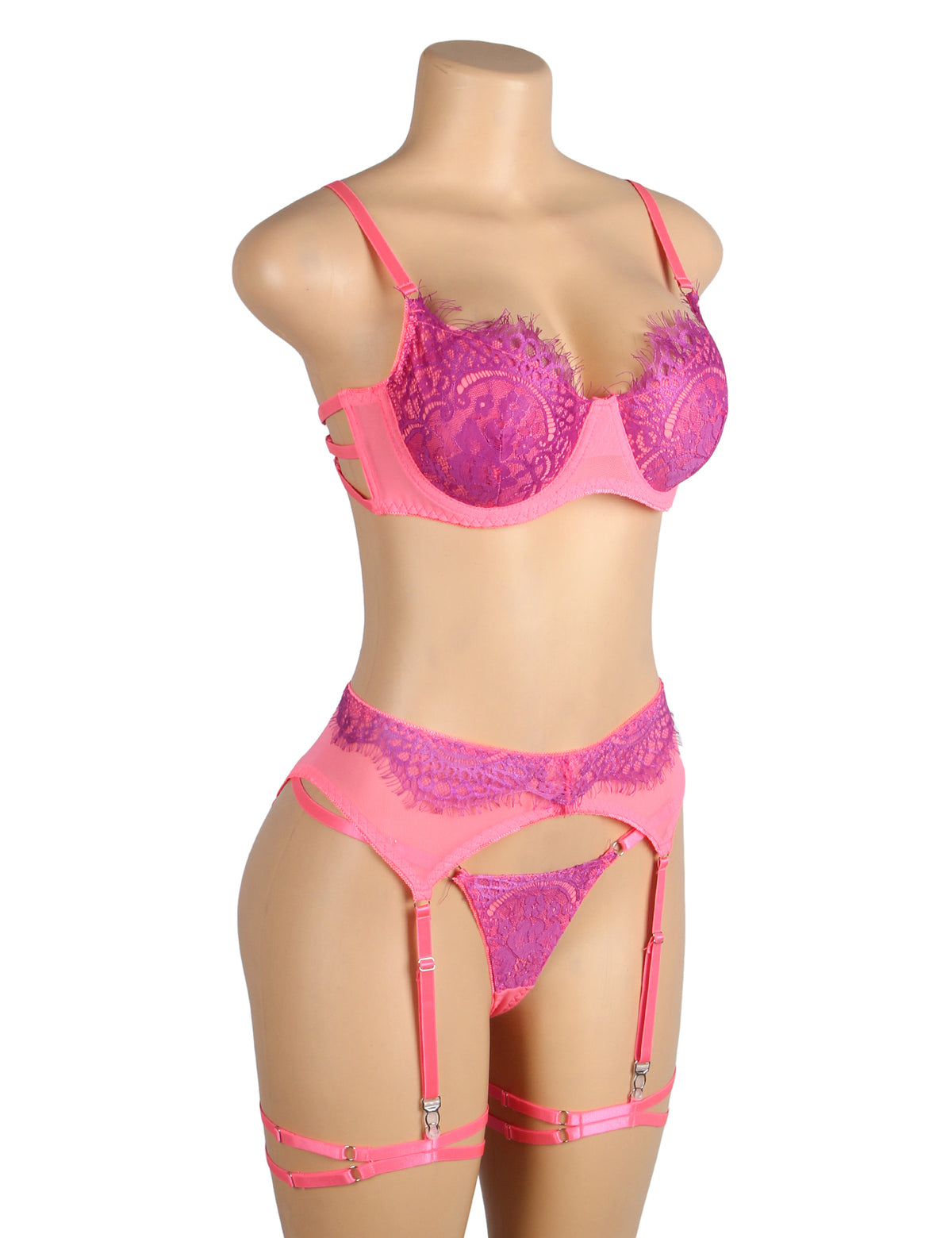 Rose Spliced Eyelash Lace Bra Set