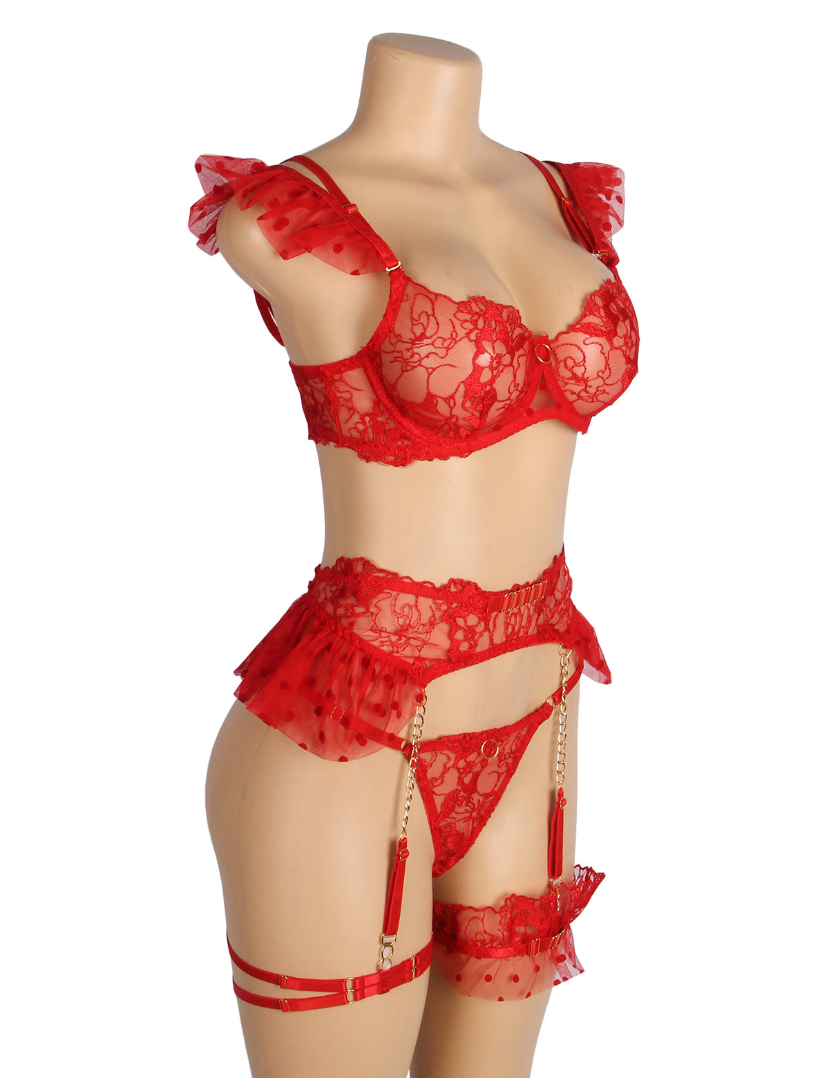 Sexy Lace Garter Bra Panty Set 1C