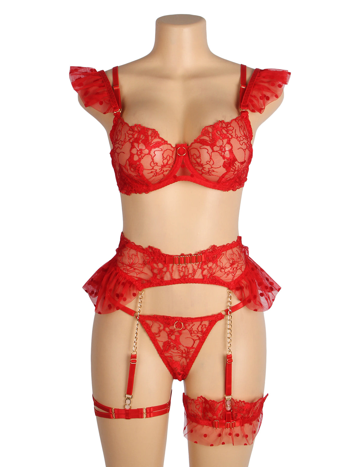 Sexy Lace Garter Bra Panty Set 1C