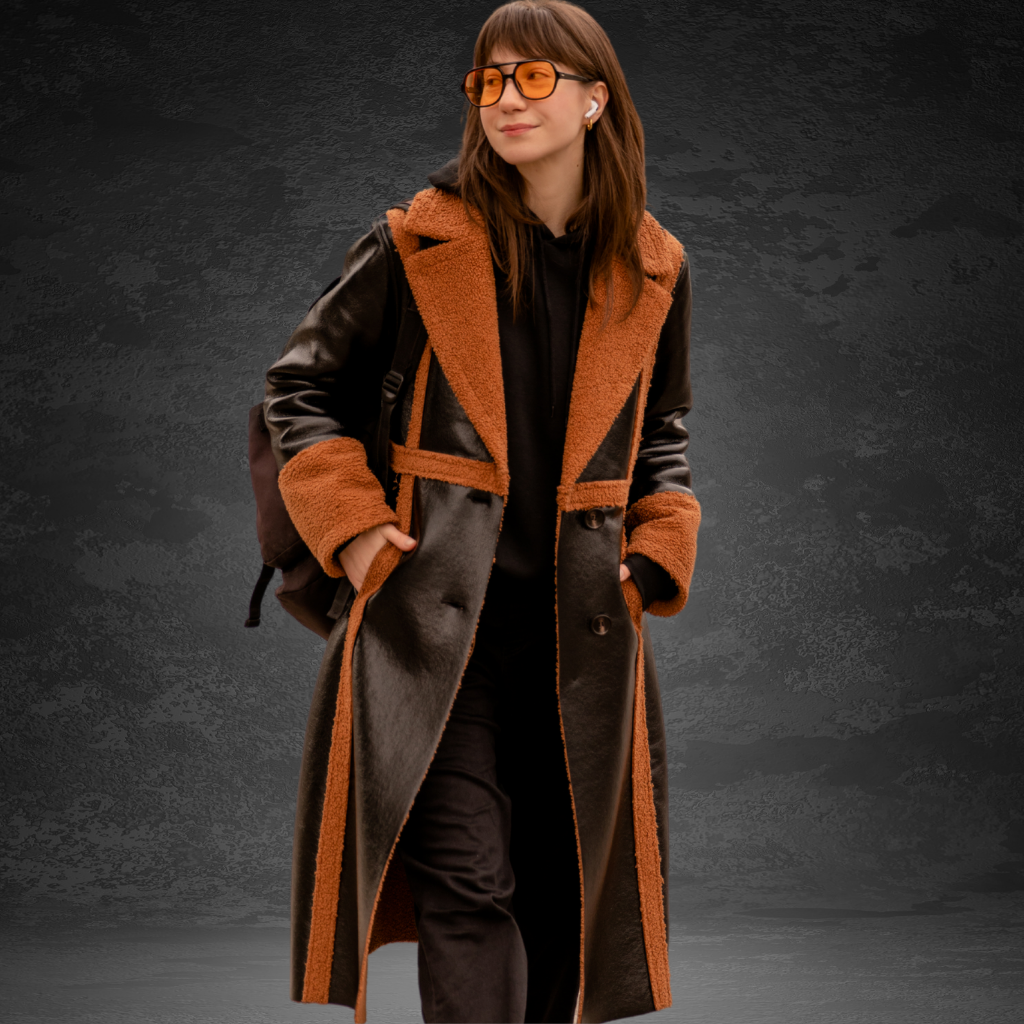 Women&#39;s Long Leather Trench Coat | KC Leather Signature Range - Portocali
