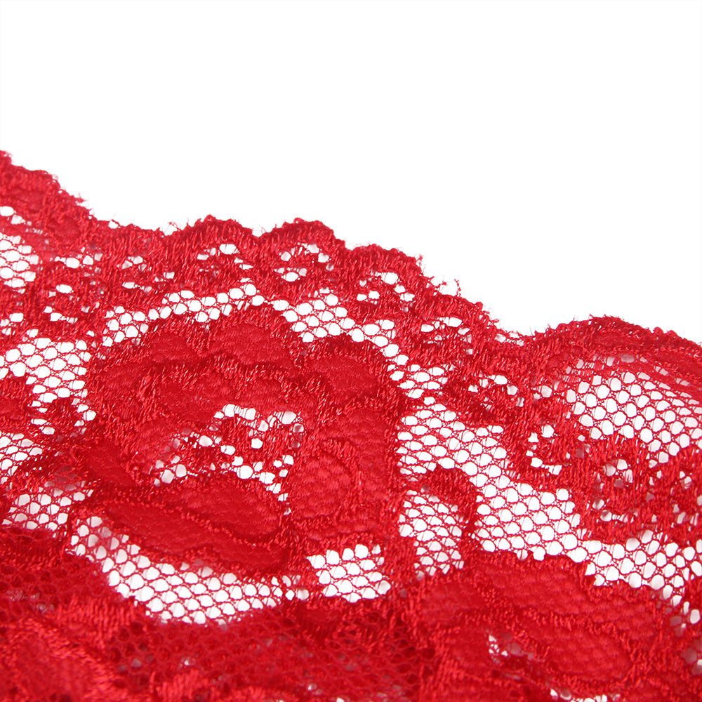 Sexy Red Christmas Type Lace Halter Teddy Lingerie