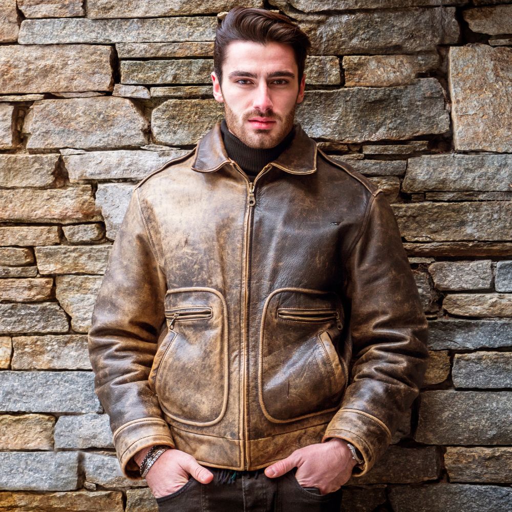羊革Vintage leather jacket