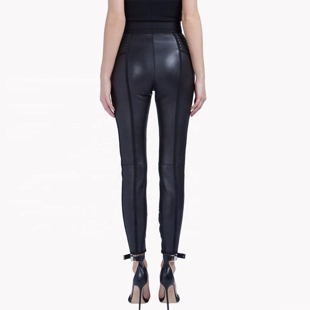 women's high waisted skinny leather pants