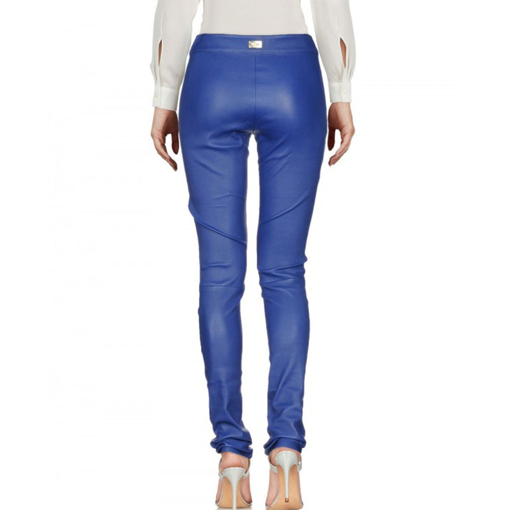 blue Skinny Leather Trousers