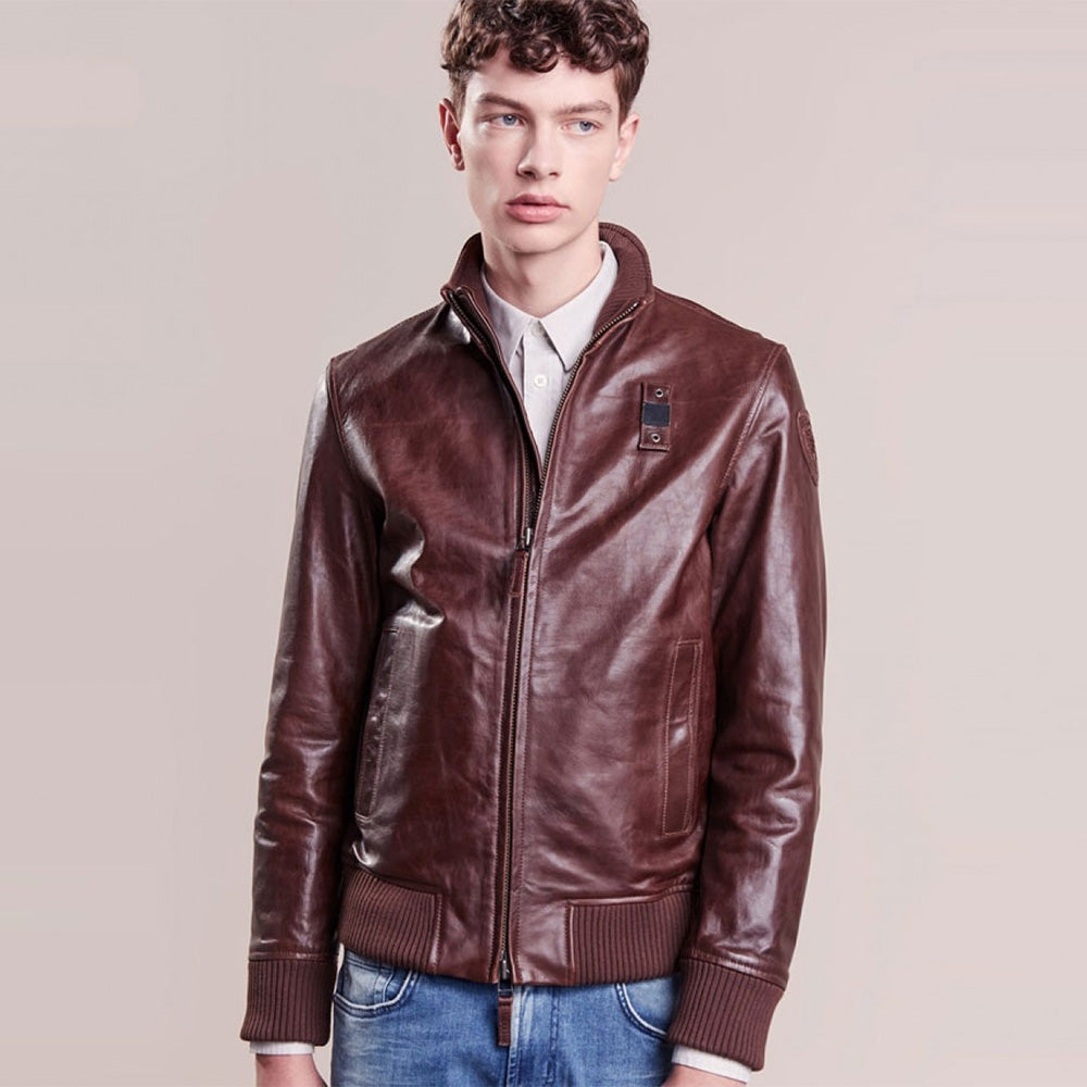 Men's Brown Leather Bomber Jacket  KC Leather Signature Range - KC Leather  Co.