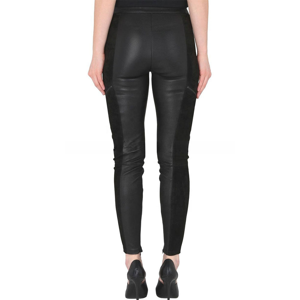 Black Leather and Suede Pants zara