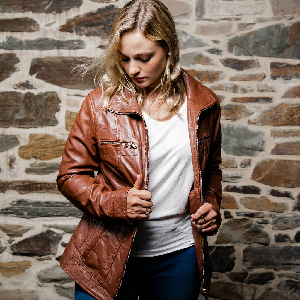 Women's Plus Leather Coat | KC Leather Range - Florence - KC Leather Co.