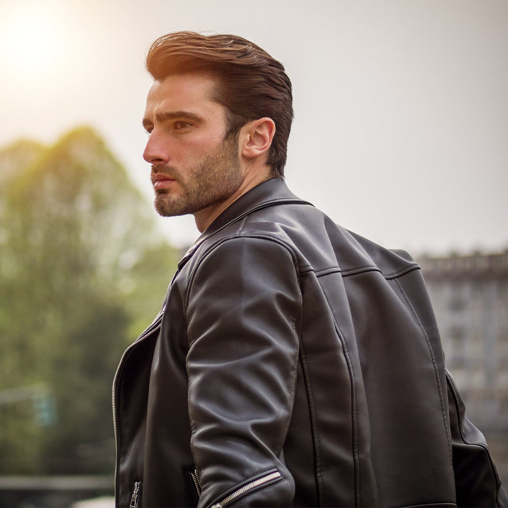 men's leather Motorbike Biker Jacket Black
