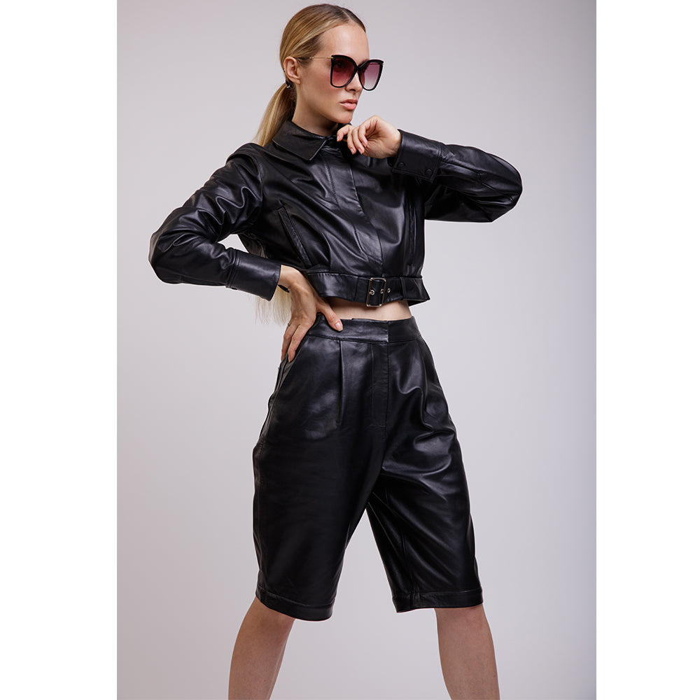 meltthelady cropped leather like jacket MELTTHELADY